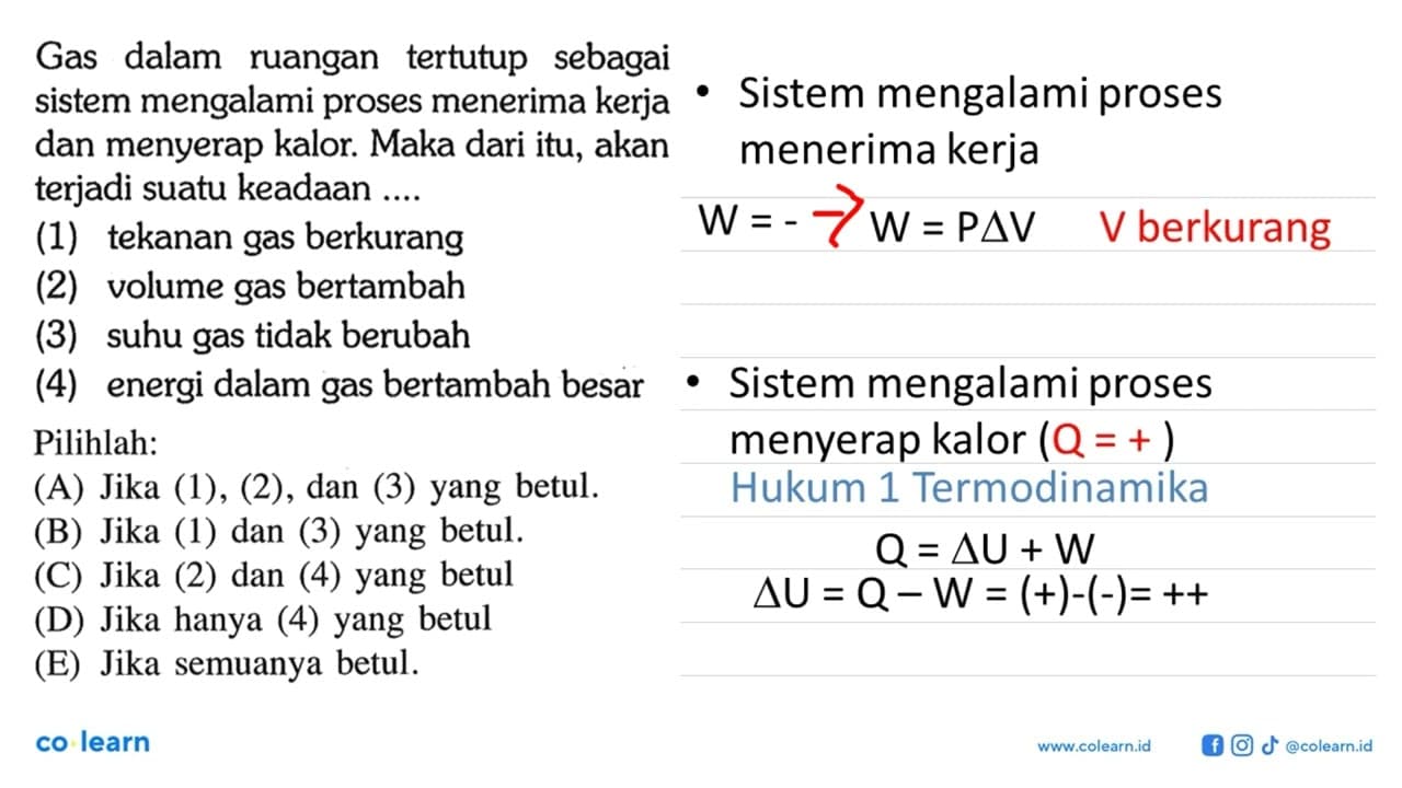 Gas dalam ruangan tertutup sebagai sistem mengalami proses