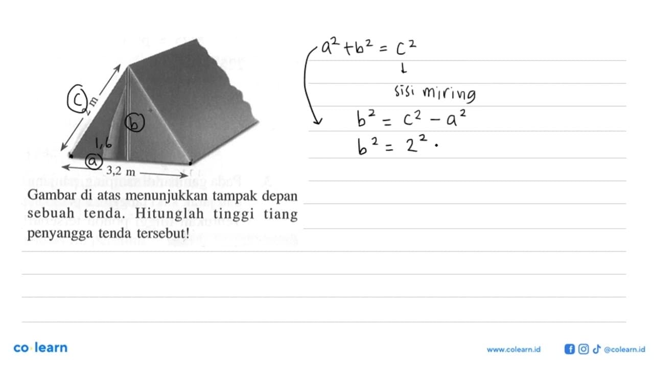 Gambar di atas menunjukkan tampak depan sebuah tenda.