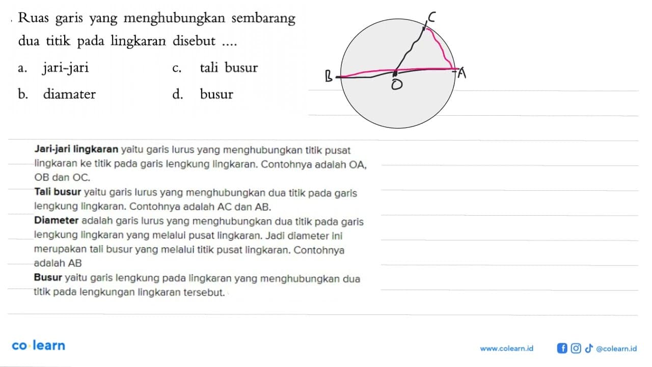 Ruas garis yang menghubungkan sembarang dua titik pada