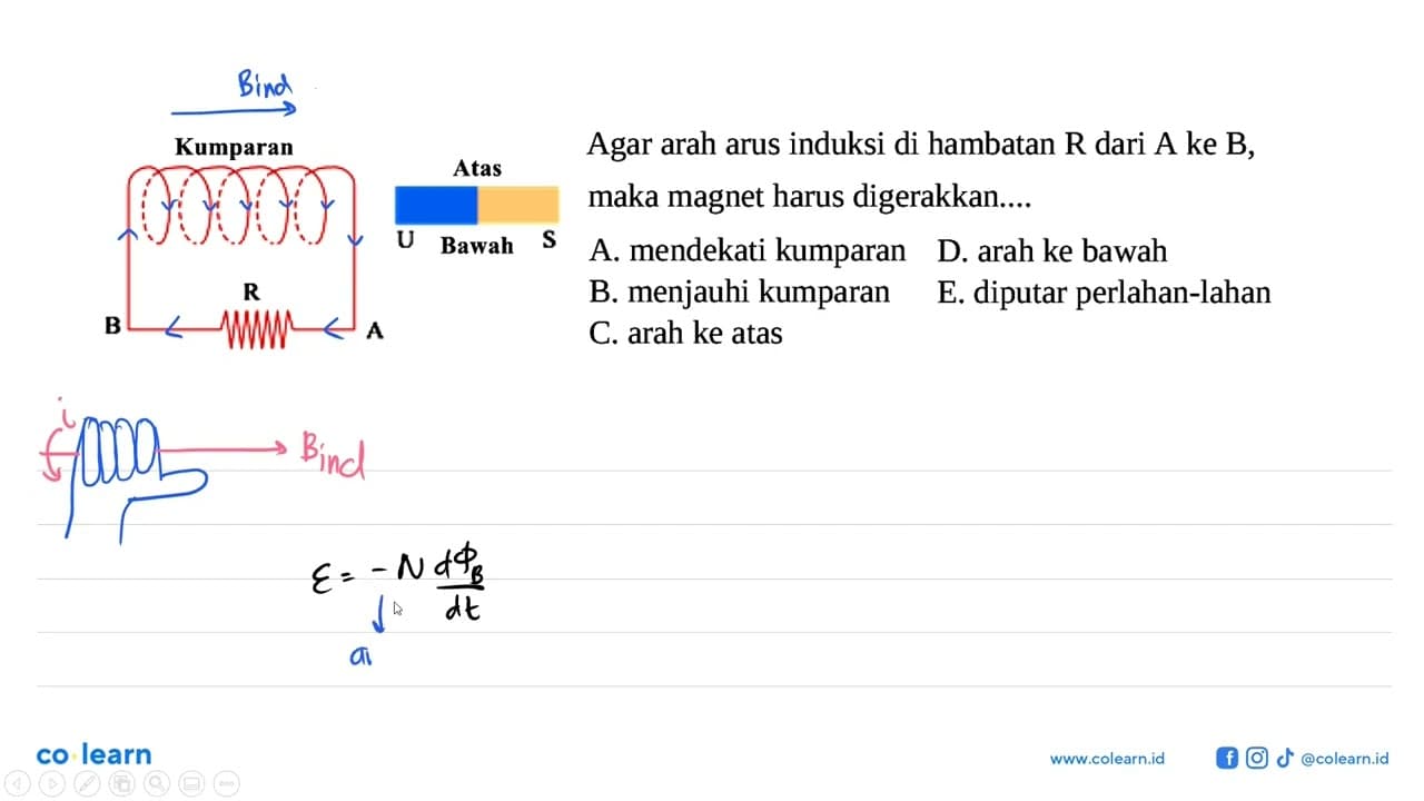 Kumparan B R A Atas U Bawah S Agar arah arus induksi di