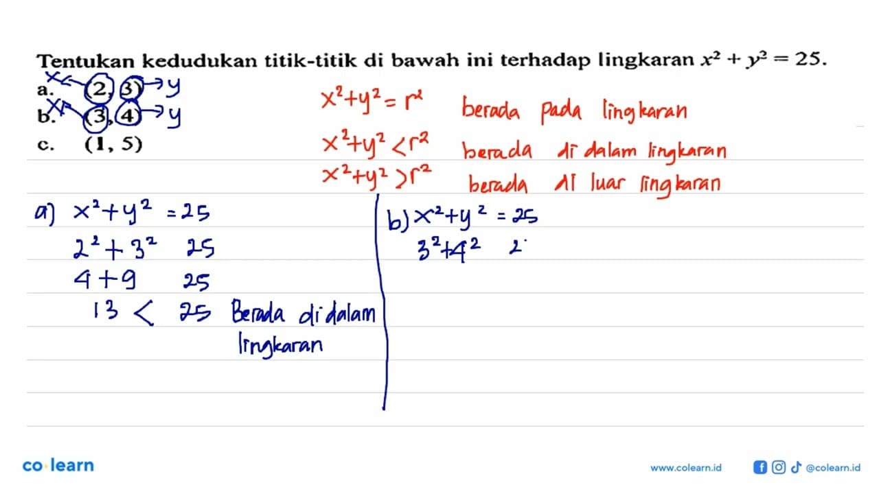 Tentukan kedudukan titik-titik di bawah ini terhadap