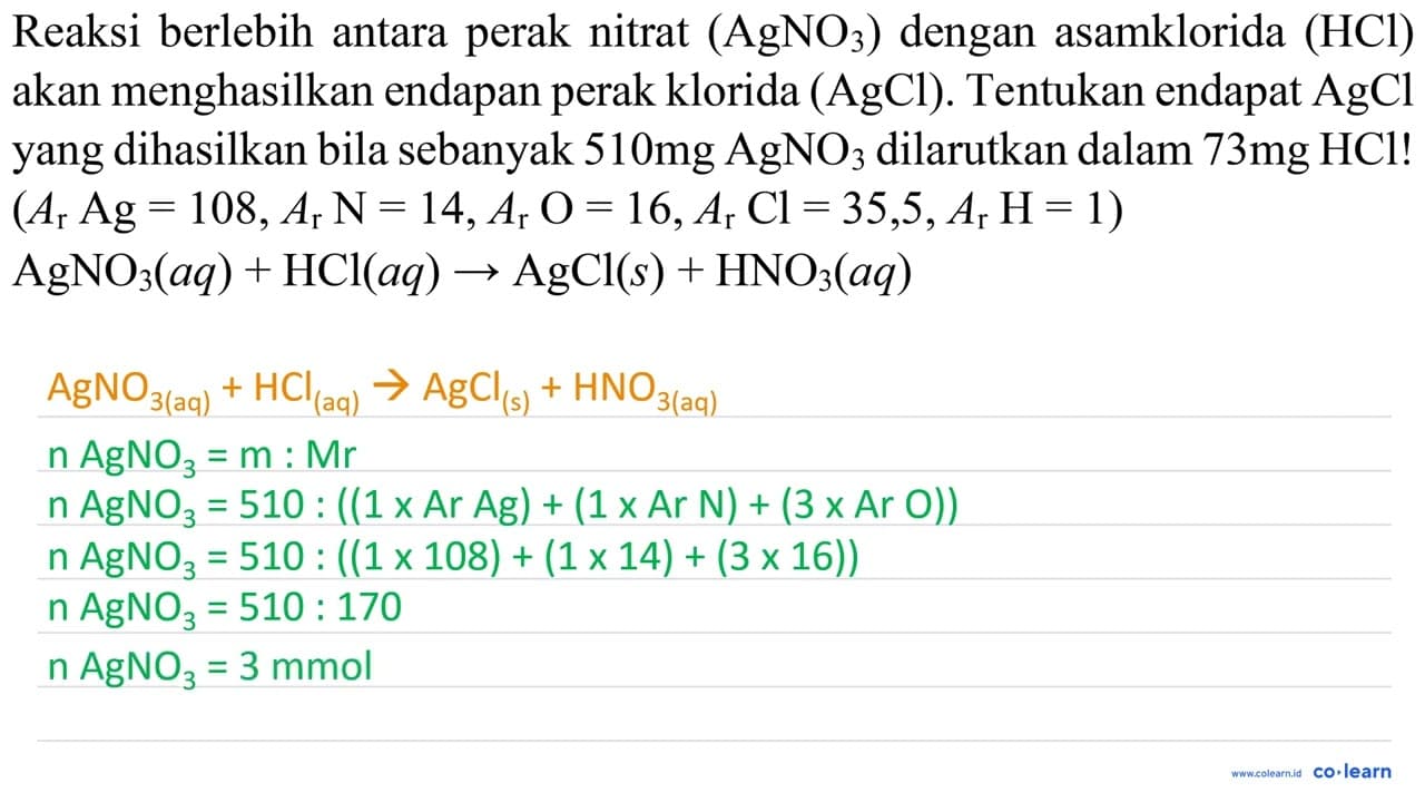 Reaksi berlebih antara perak nitrat (AgNO_(3)) dengan