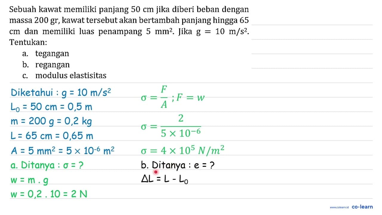 Sebuah kawat memiliki panjang 50 cm jika diberi beban