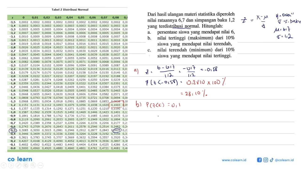 Dari hasil ulangan materi statistika diperoleh nilai