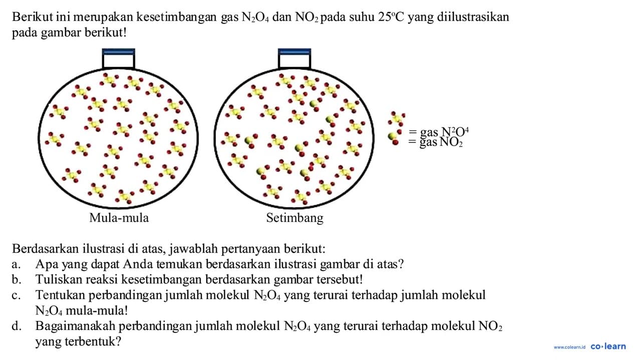 Berikut ini merupakan kesetimbangan gas N2O4 dan NO2 pada