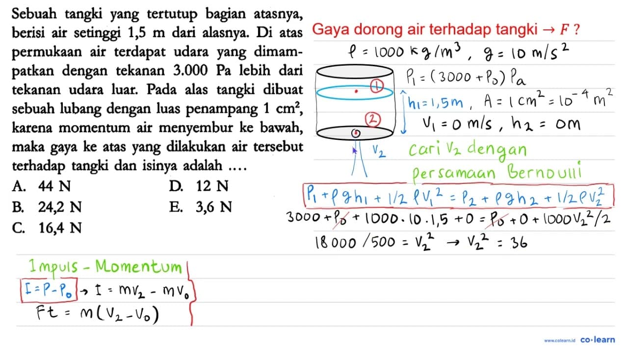 Sebuah tangki yang tertutup bagian atasnya, berisi air