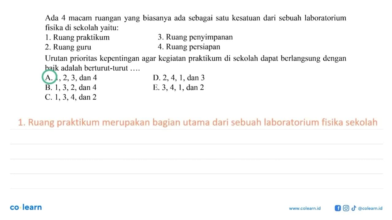 Ada 4 macam ruangan yang biasanya ada sebagai satu kesatuan