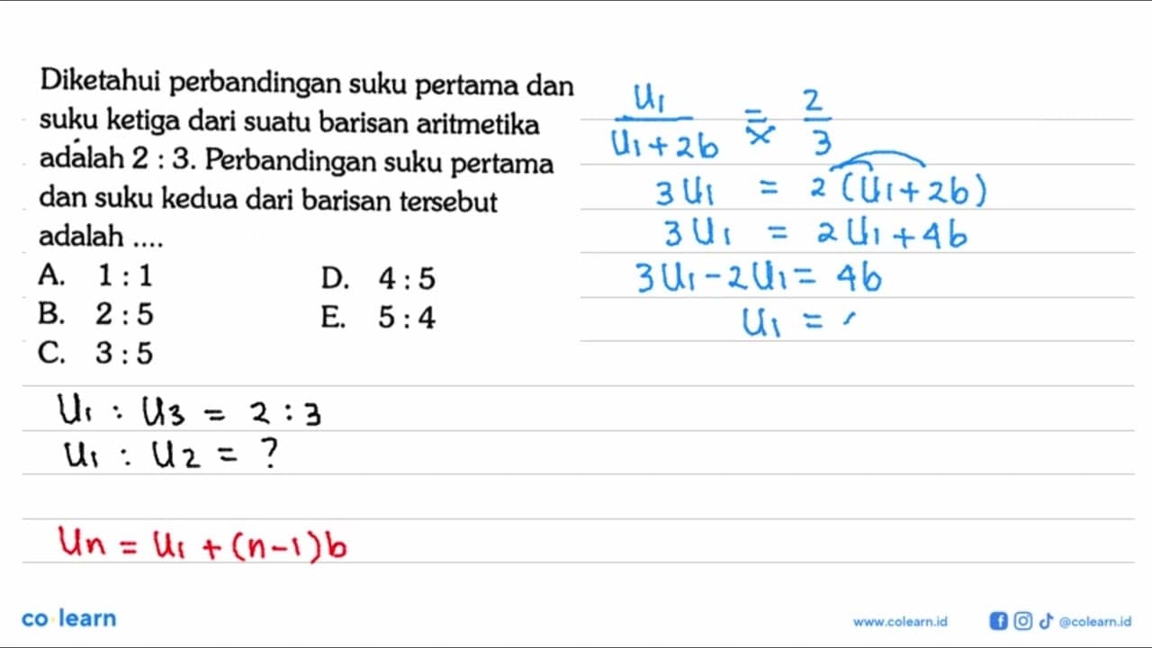 Diketahui perbandingan suku pertama dan suku ketiga dari