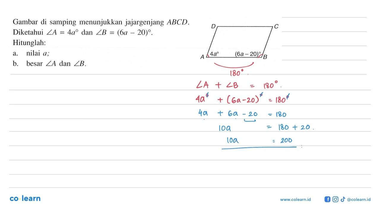 Gambar di samping menunjukkan jajargenjang ABCD. Diketahui