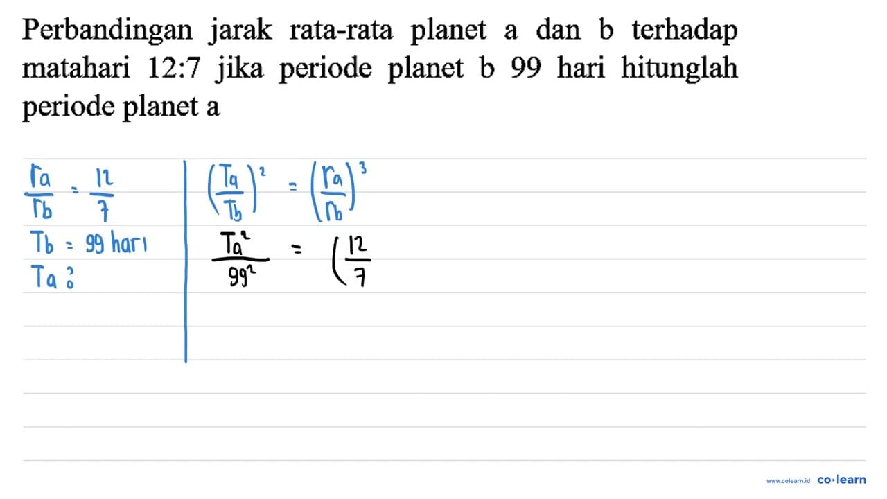 Perbandingan jarak rata-rata planet a dan b terhadap