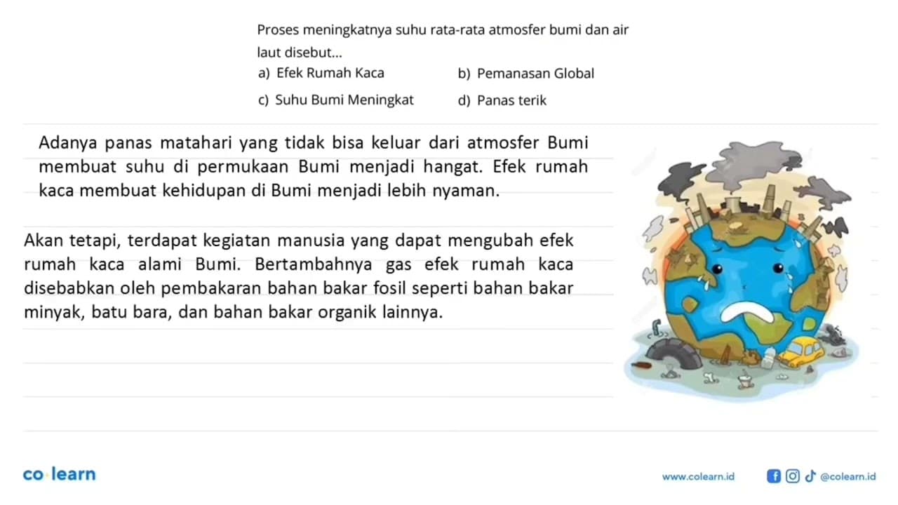 Proses meningkatnya suhu rata-rata atmosfer bumi dan air