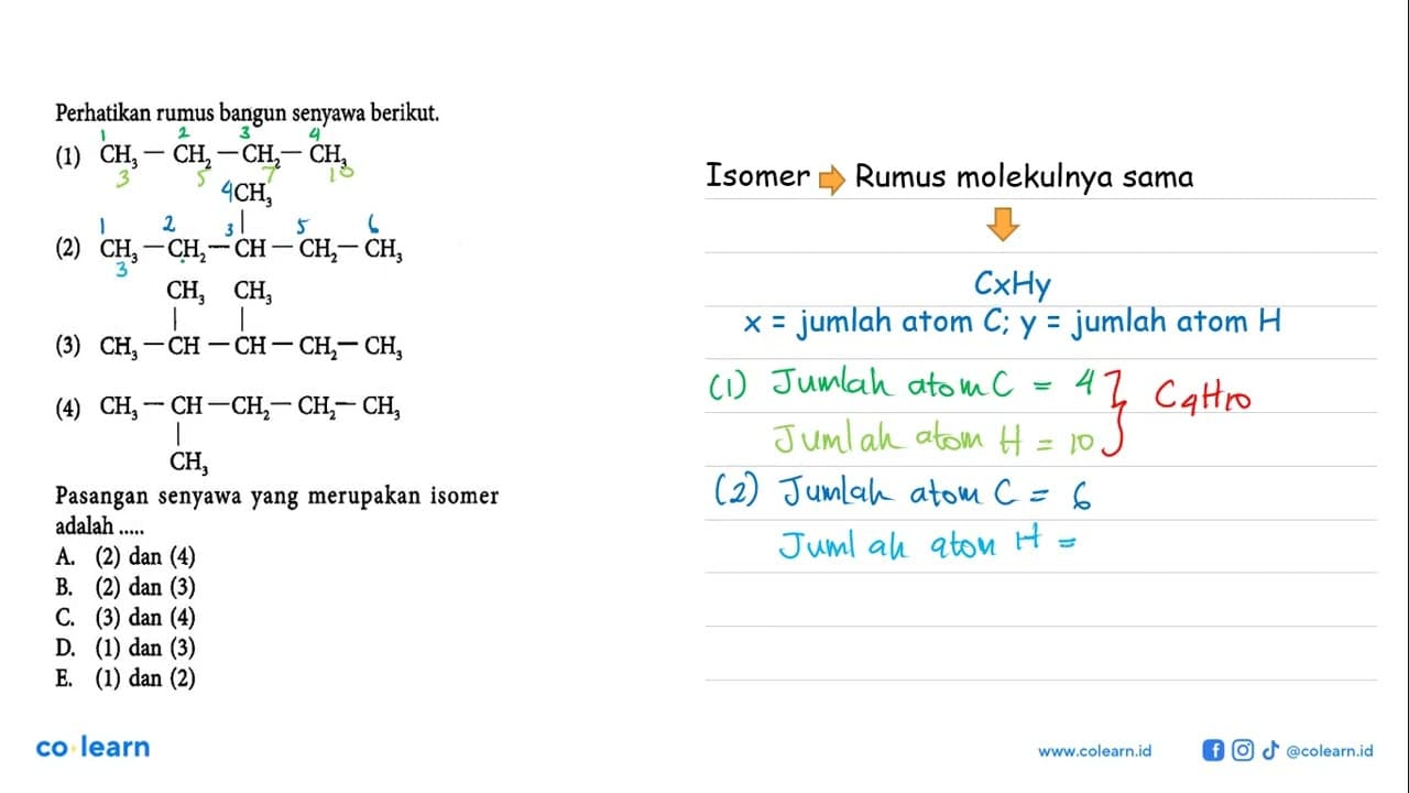 Perhatikan rumus bangun senyawa berikut. (1)