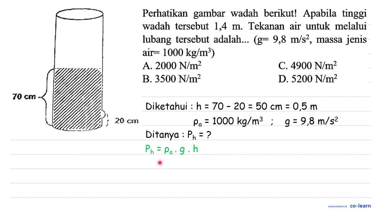 ~eq Perhatikan gambar wadah berikut! Apabila tinggi wadah