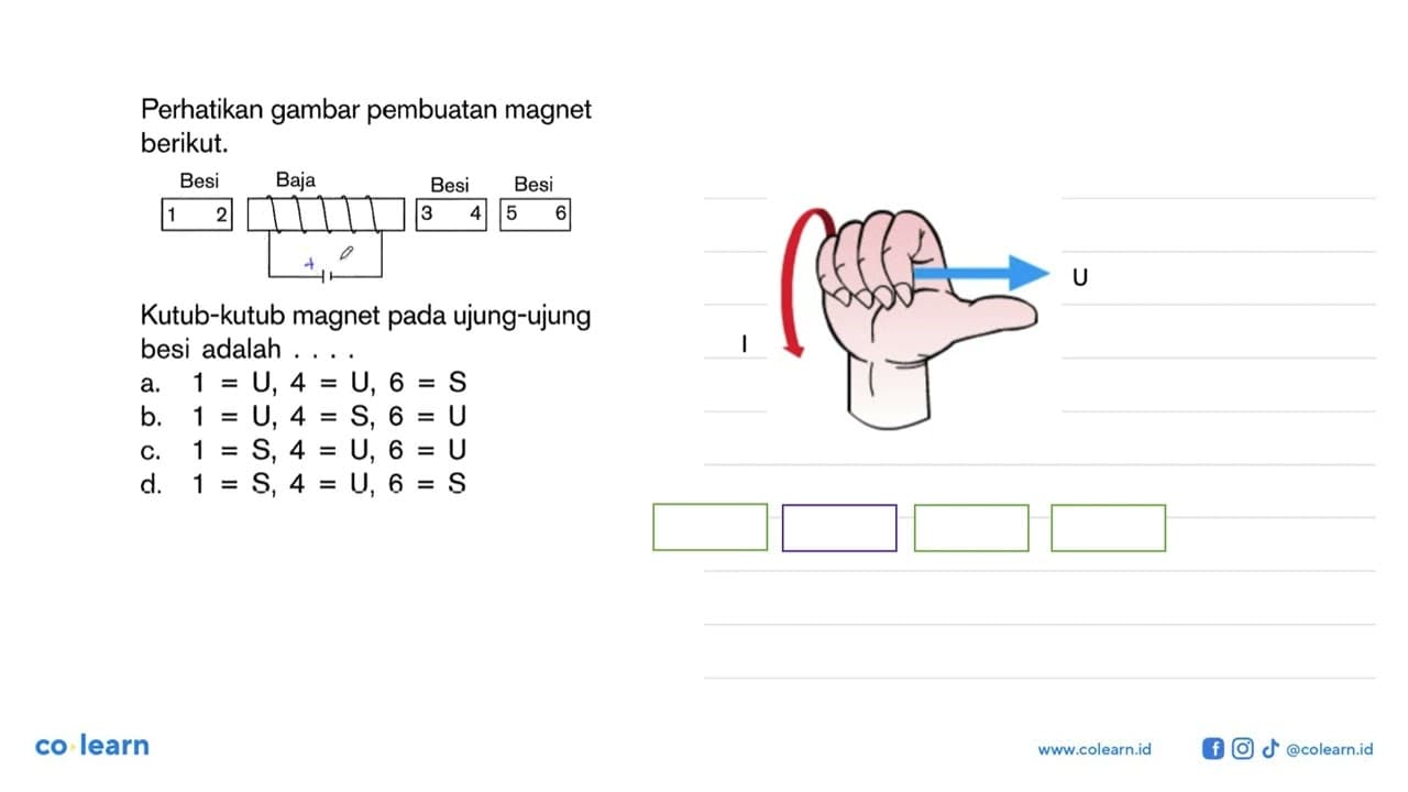 Perhatikan gambar pembuatan magnet berikut.Kutub-kutub