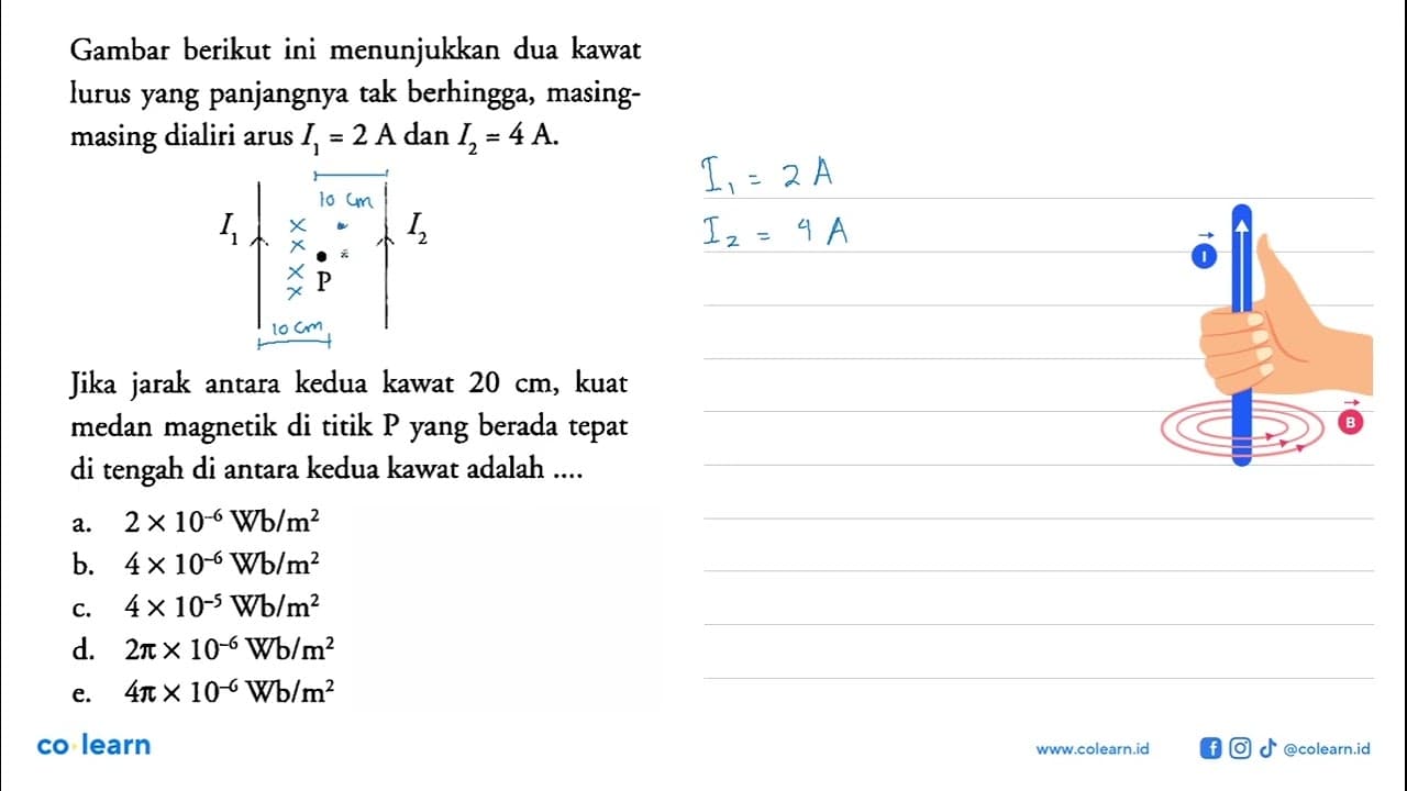 Gambar berikut ini menunjukkan dua kawat lurus yang