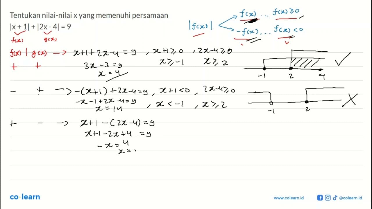 Tentukan nilai-nilai x yang memenuhi persamaan