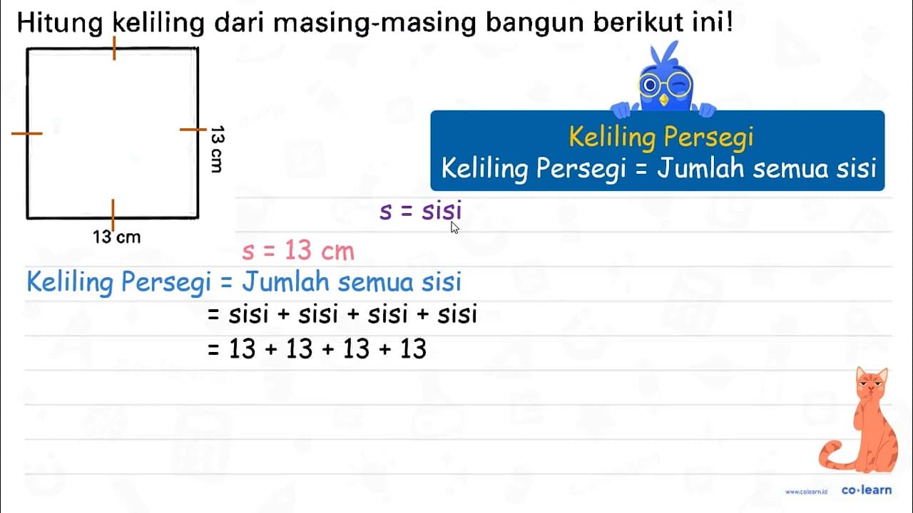 Hitung keliling dari masing-masing bangun berikut ini! 13