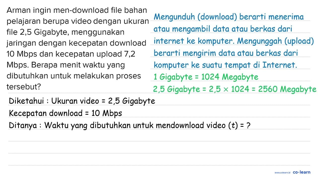 Arman ingin men-download file bahan pelajaran berupa video