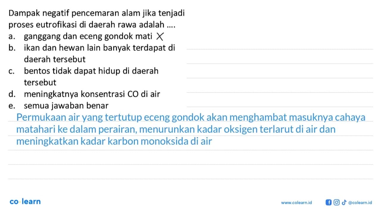 Dampak negatif pencemaran alam jika tenjadi proses