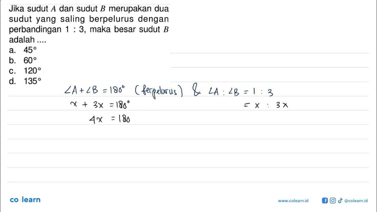 Jika sudut A dan sudut B merupakan dua sudut yang saling