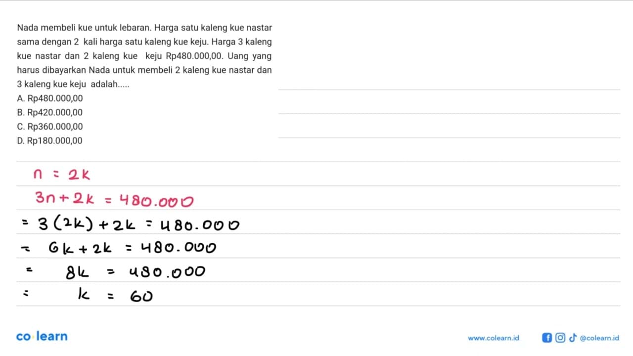 Nada membeli kue untuk lebaran. Harga satu kaleng kue