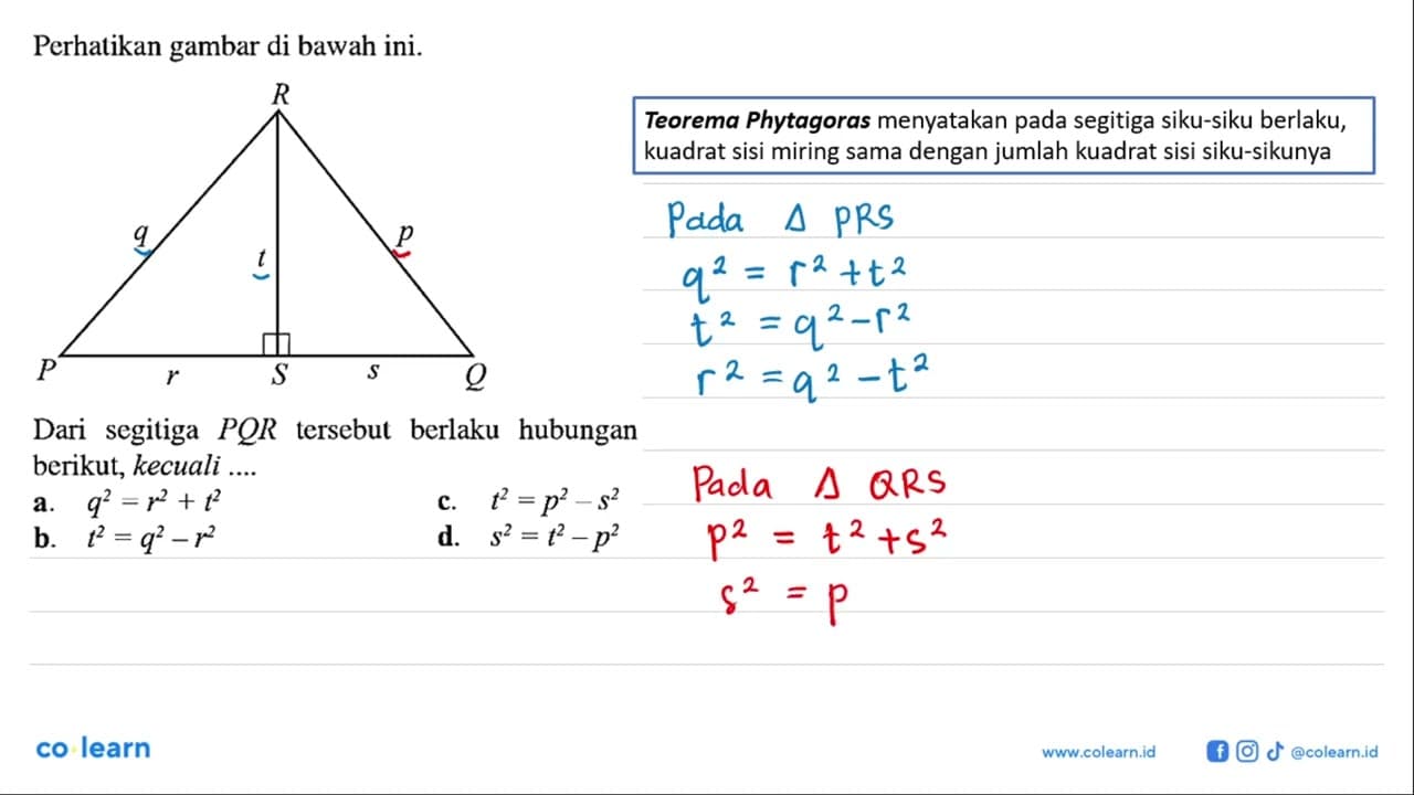 Perhatikan gambar di bawah ini. R q t p P r S s Q Dari