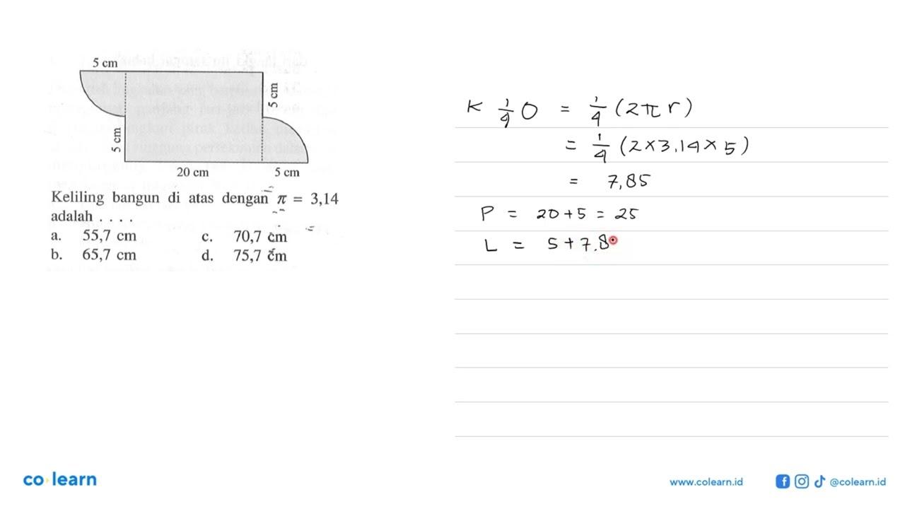 5 cm 5 cm 5 cm 20 cm 5 cm Keliling bangun di atas dengan
