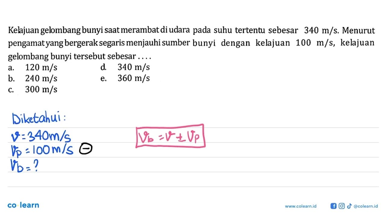 Kelajuan gelombang bunyi saat merambat di udara pada suhu