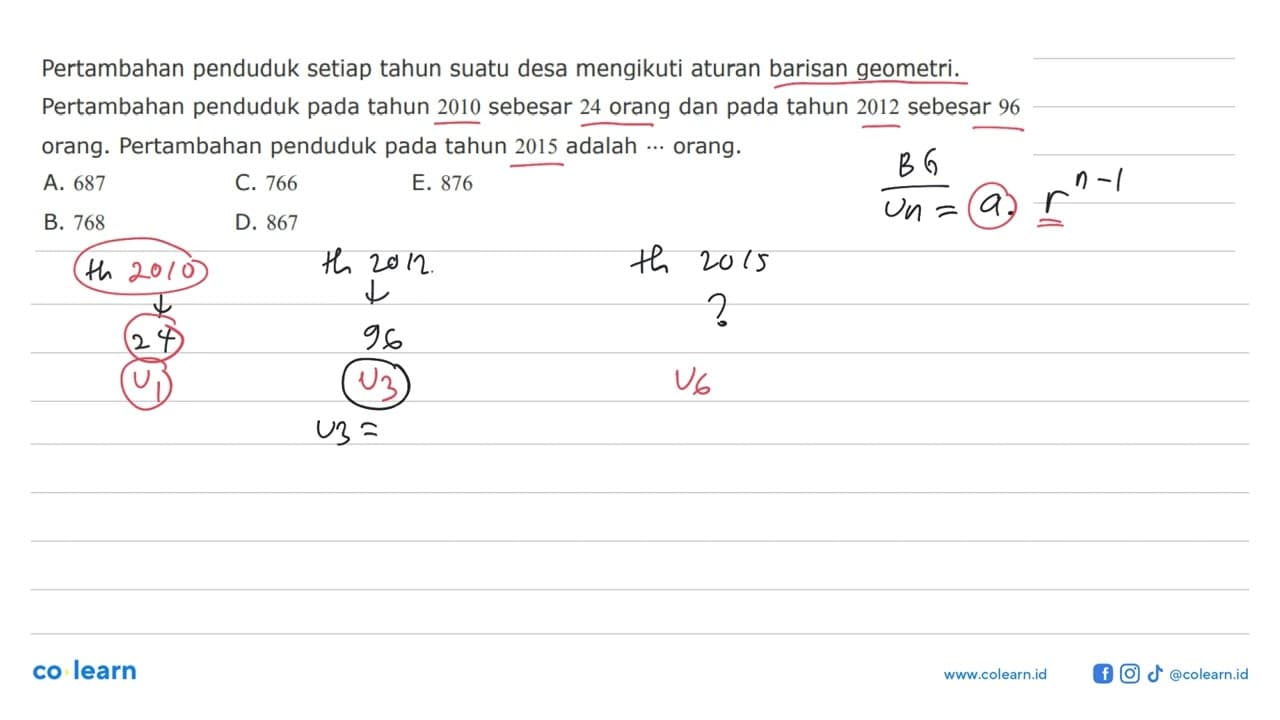 Pertambahan penduduk setiap tahun suatu desa mengikuti