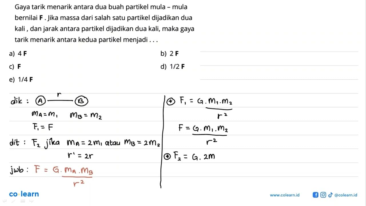 Gaya tarik menarik antara dua buah partikel mula - mula