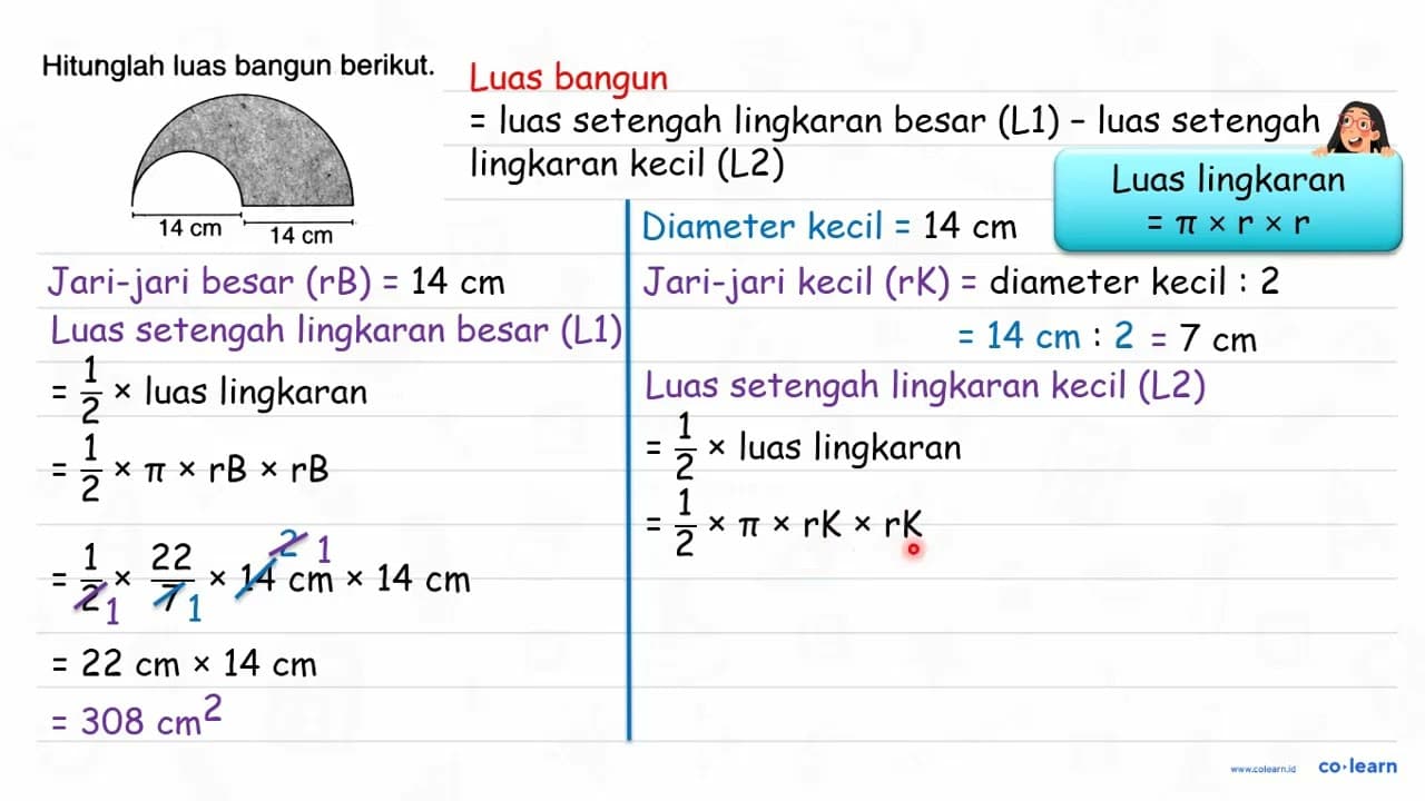 Hitunglah luas bangun berikut. 14 cm 14 cm