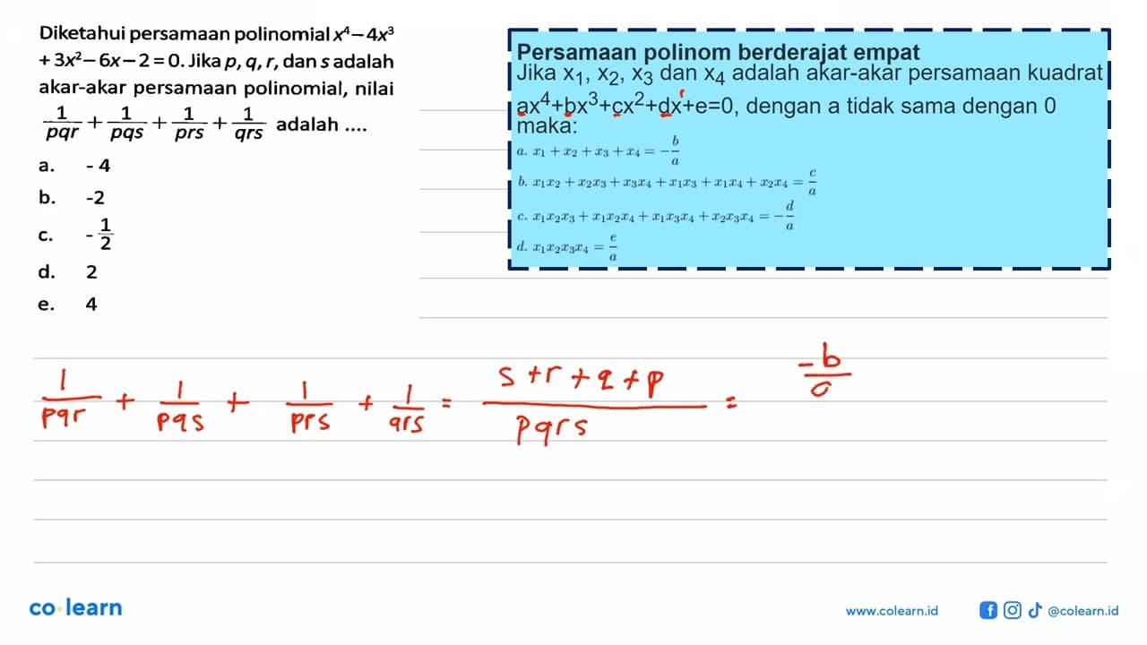 Diketahui persamaan-persamaan polinomial