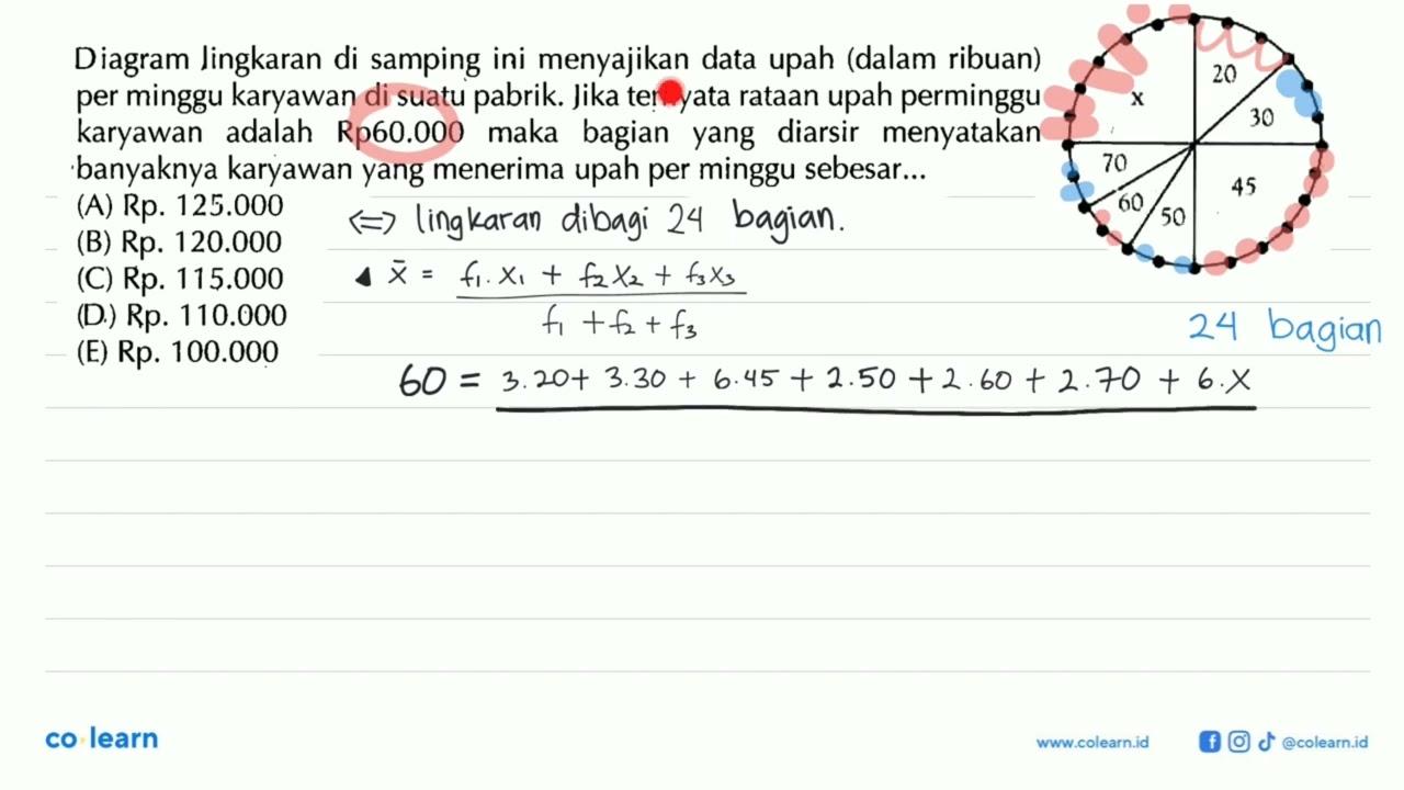 Diagram Jingkaran di samping ini menyajikan data upah