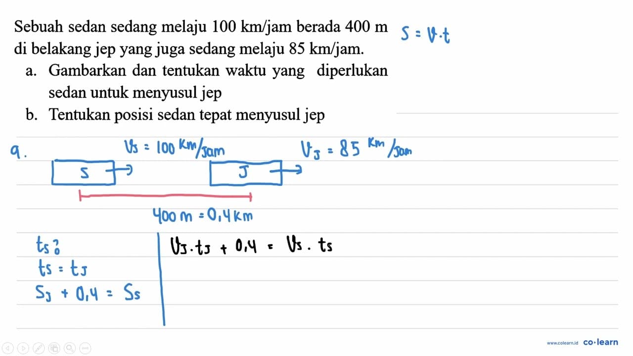 Sebuah sedan sedang melaju 100 km / j am berada 400 m di