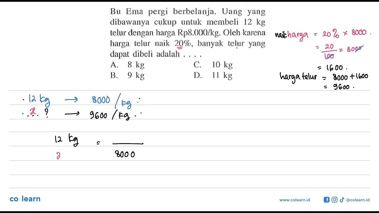 Bu Ema pergi berbelanja. Uang yang dibawanya cukup untuk