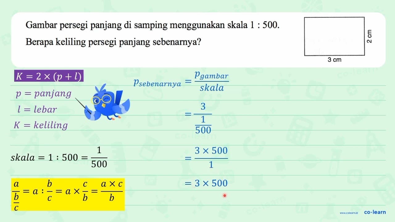 Gambar persegi panjang di samping menggunakan skala 1: 500