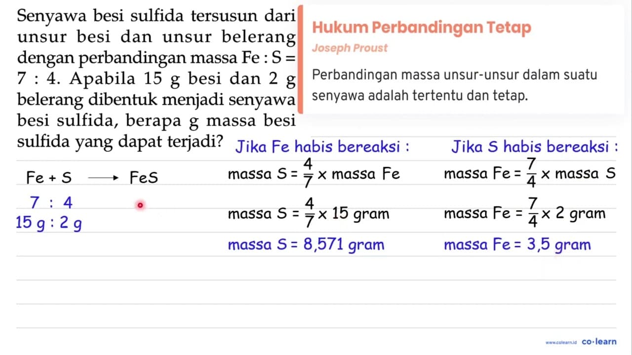 Senyawa besi sulfida tersusun dari unsur besi dan unsur