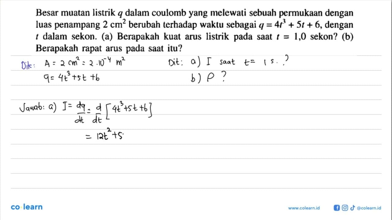 Besar muatan listrik q dalam coulomb yang melewati sebuah