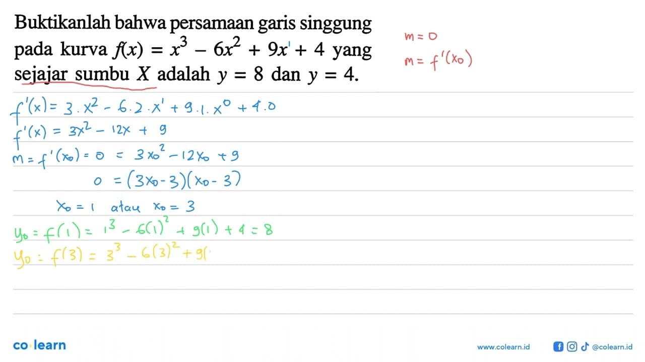 Buktikanlah bahwa persamaan garis singgung pada kurva