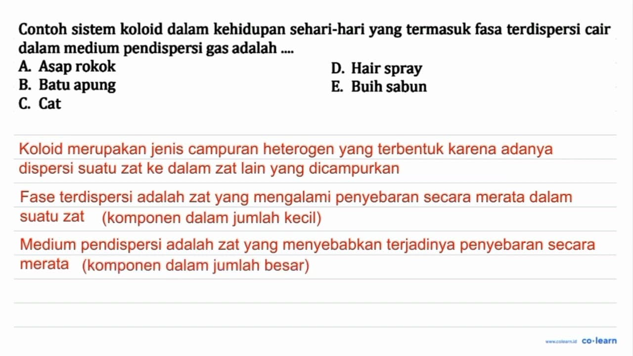 Contoh sistem koloid dalam kehidupan sehari-hari yang