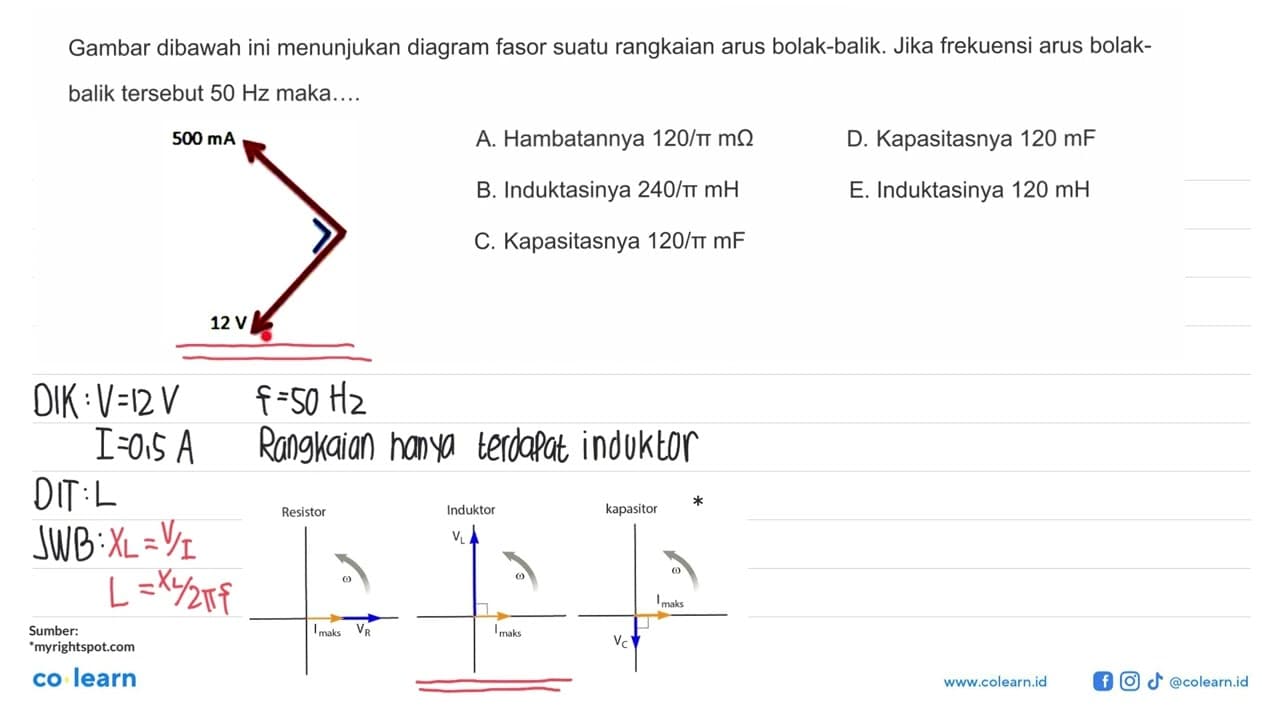 Gambar dibawah ini menunjukan diagram fasor suatu rangkaian