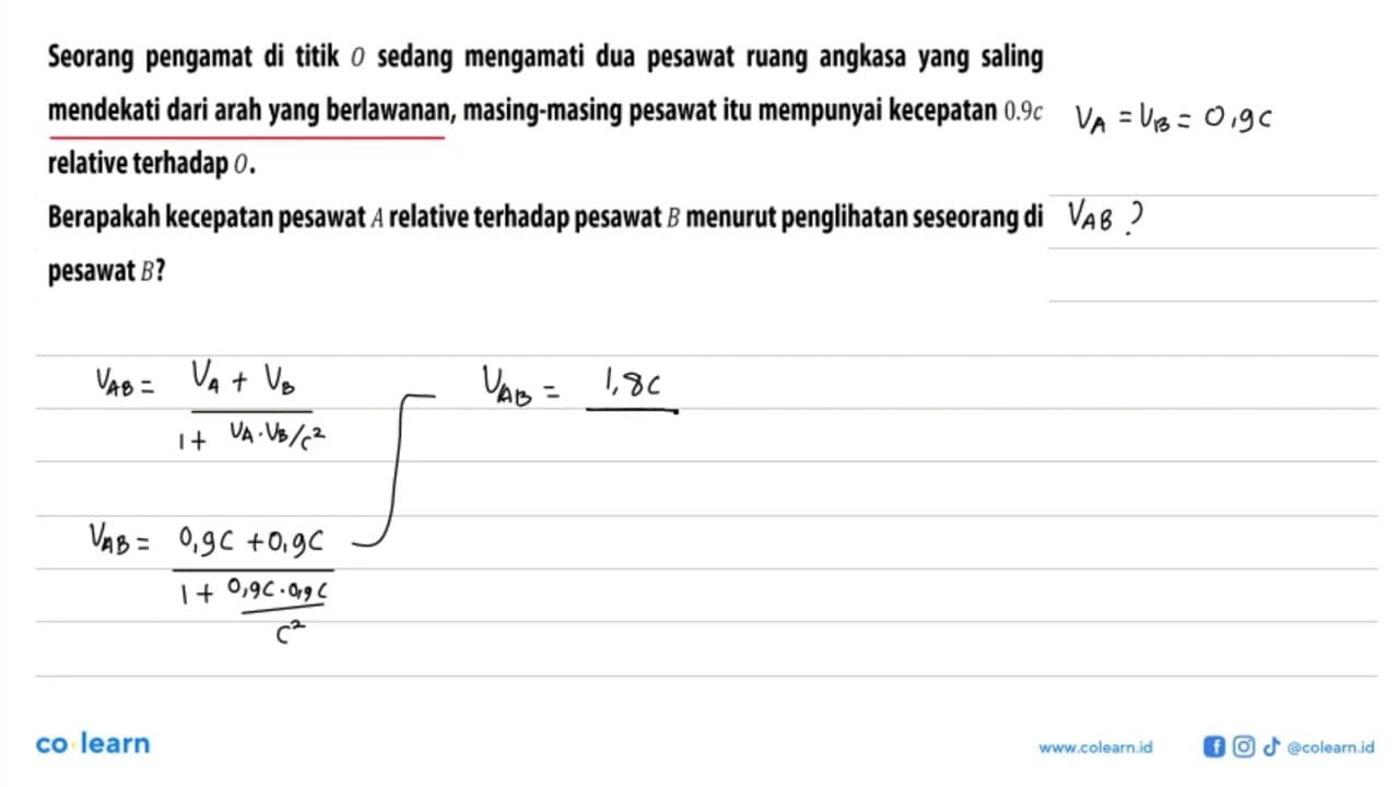 Seorang pengamat di titik O sedang mengamati dua pesawat