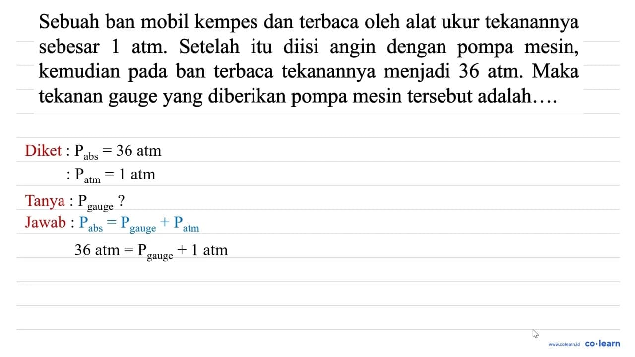 Sebuah ban mobil kempes dan terbaca oleh alat ukur