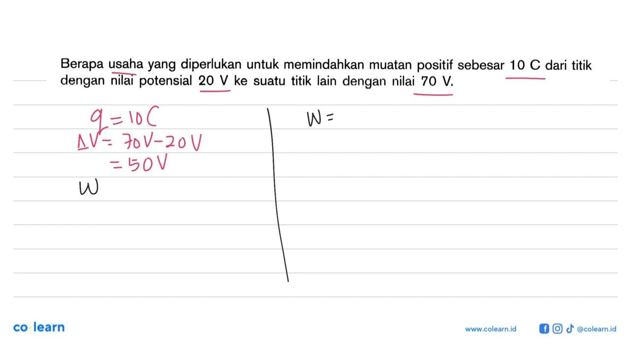 Berapa usaha yang diperlukan untuk memindahkan muatan