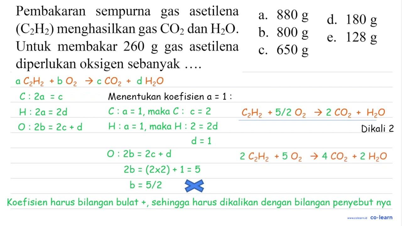 Pembakaran sempurna gas asetilena (C_(2) H_(2))