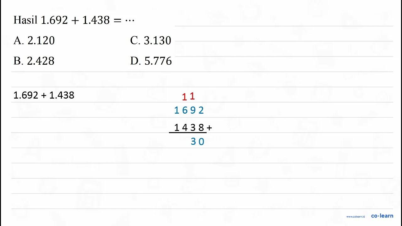 Hasil 1.692 + 1.438=..