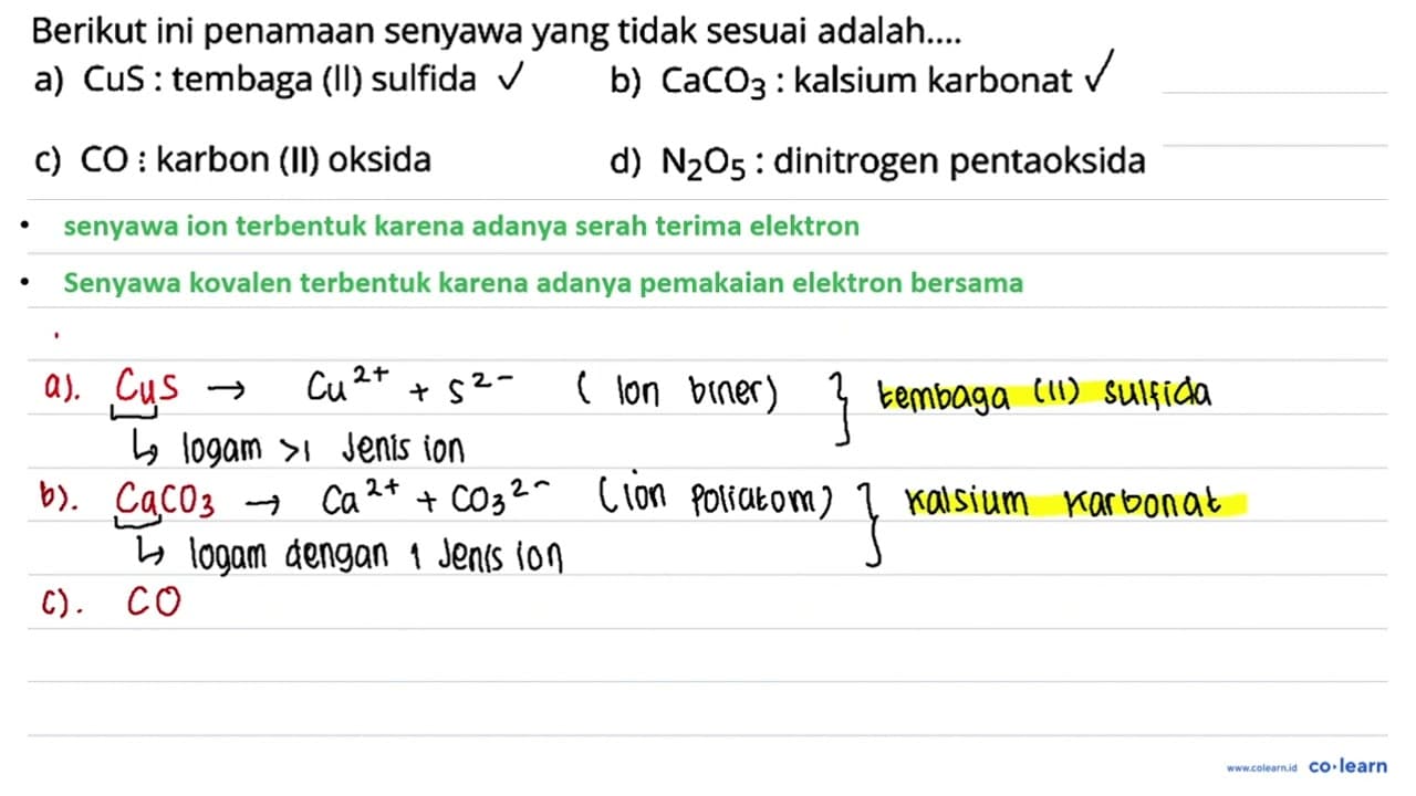 Berikut ini penamaan senyawa yang tidak sesuai adalah....