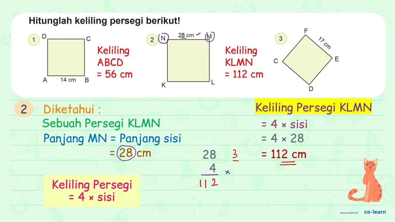 Hitunglah keliling persegi berikut! 1