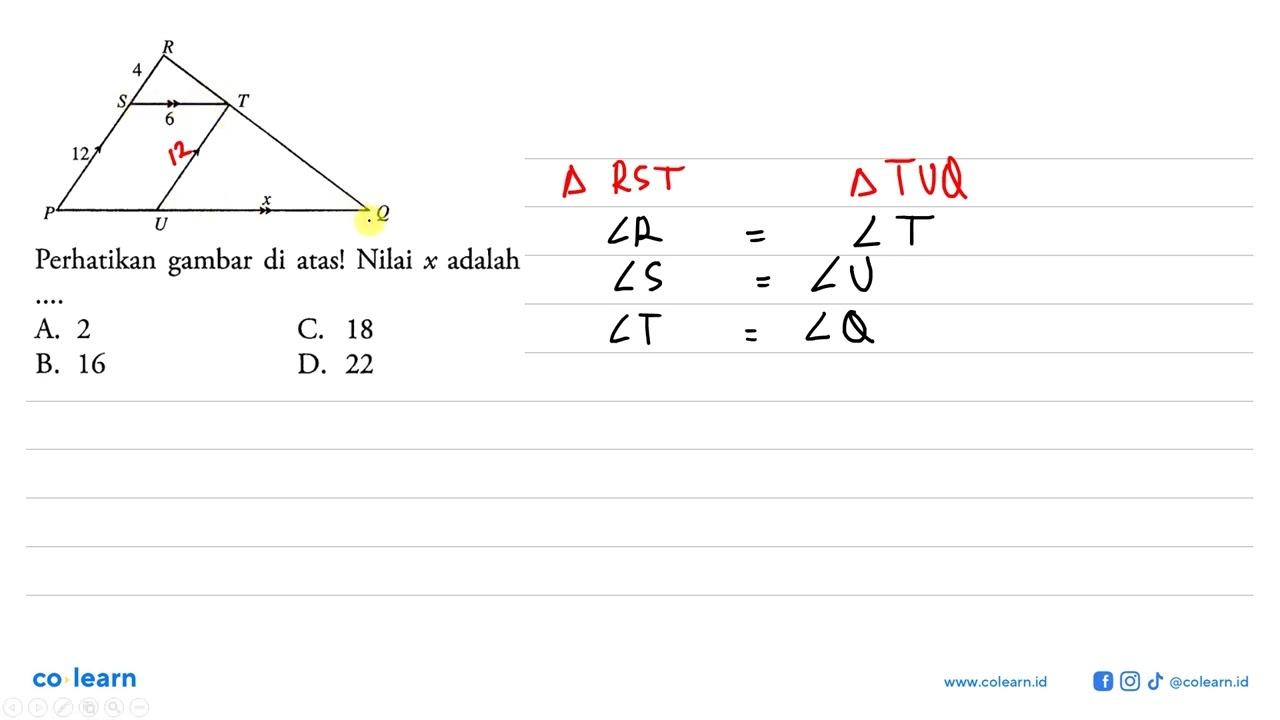 4 6 12 xPerhatikan gambar di atas! Nilai x adalah....