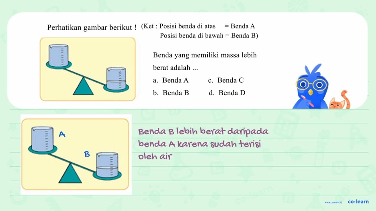 Perhatikan gambar berikut ! (Ket:Posisi benda di atas =